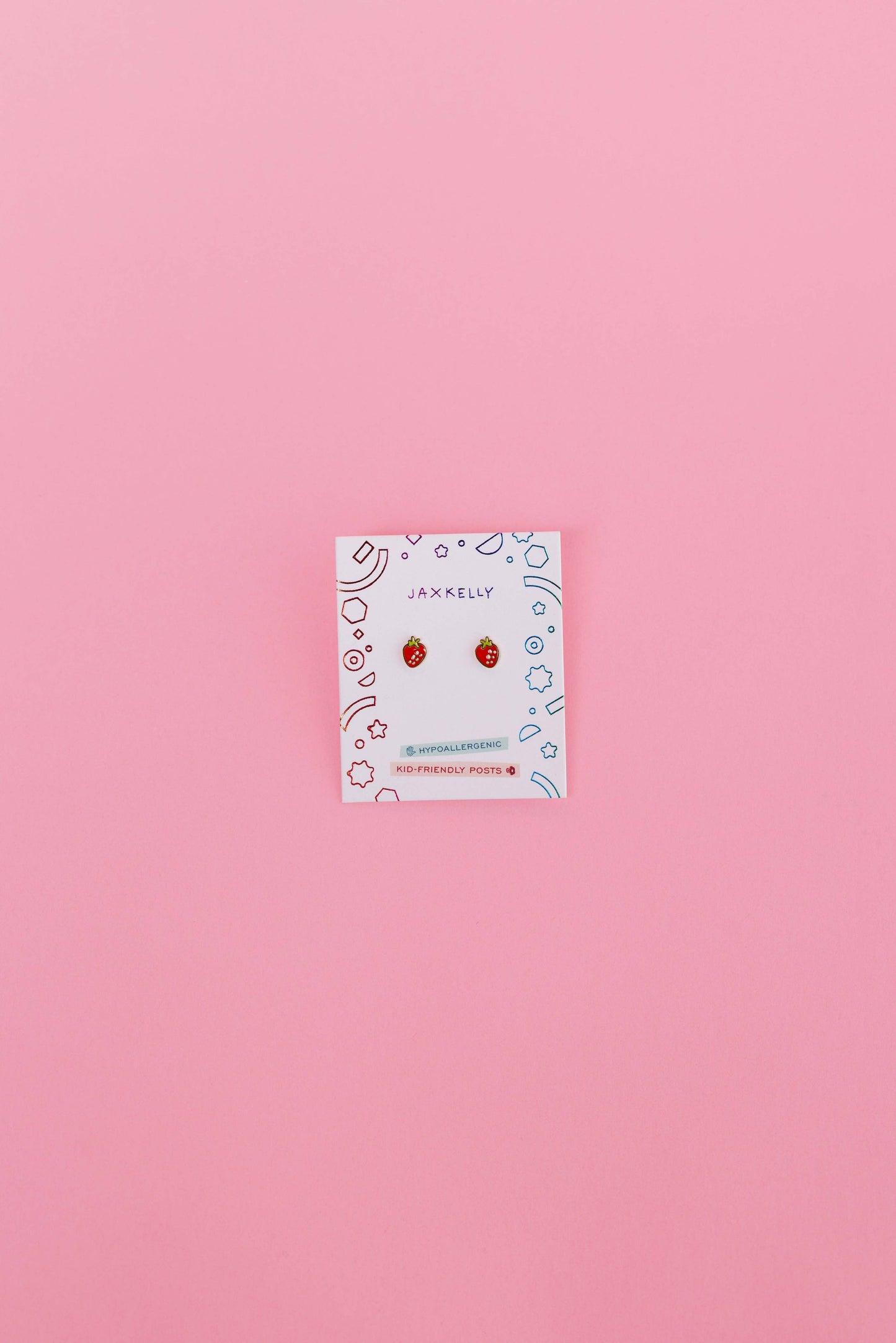 Strawberry Enamel Flat Back Kids Earrings