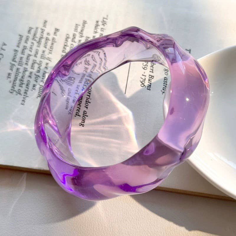 Colorful Holographic Bead Resin Bangle Dopamine N6A225: A01