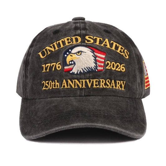 250th Anniversary Black Flag Eagle Embroidered Baseball Cap