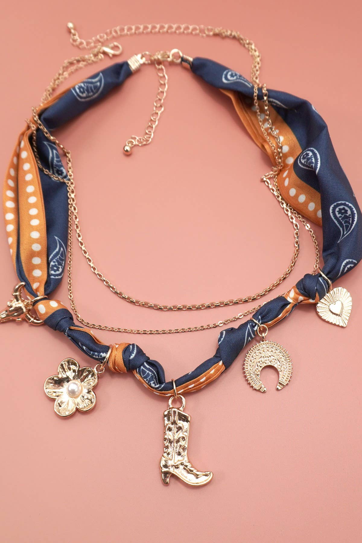 Western Scarf Charm Necklace