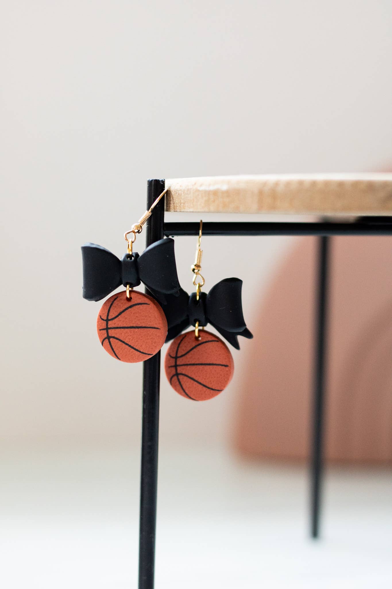 Basketball Bow Dangle Earrings