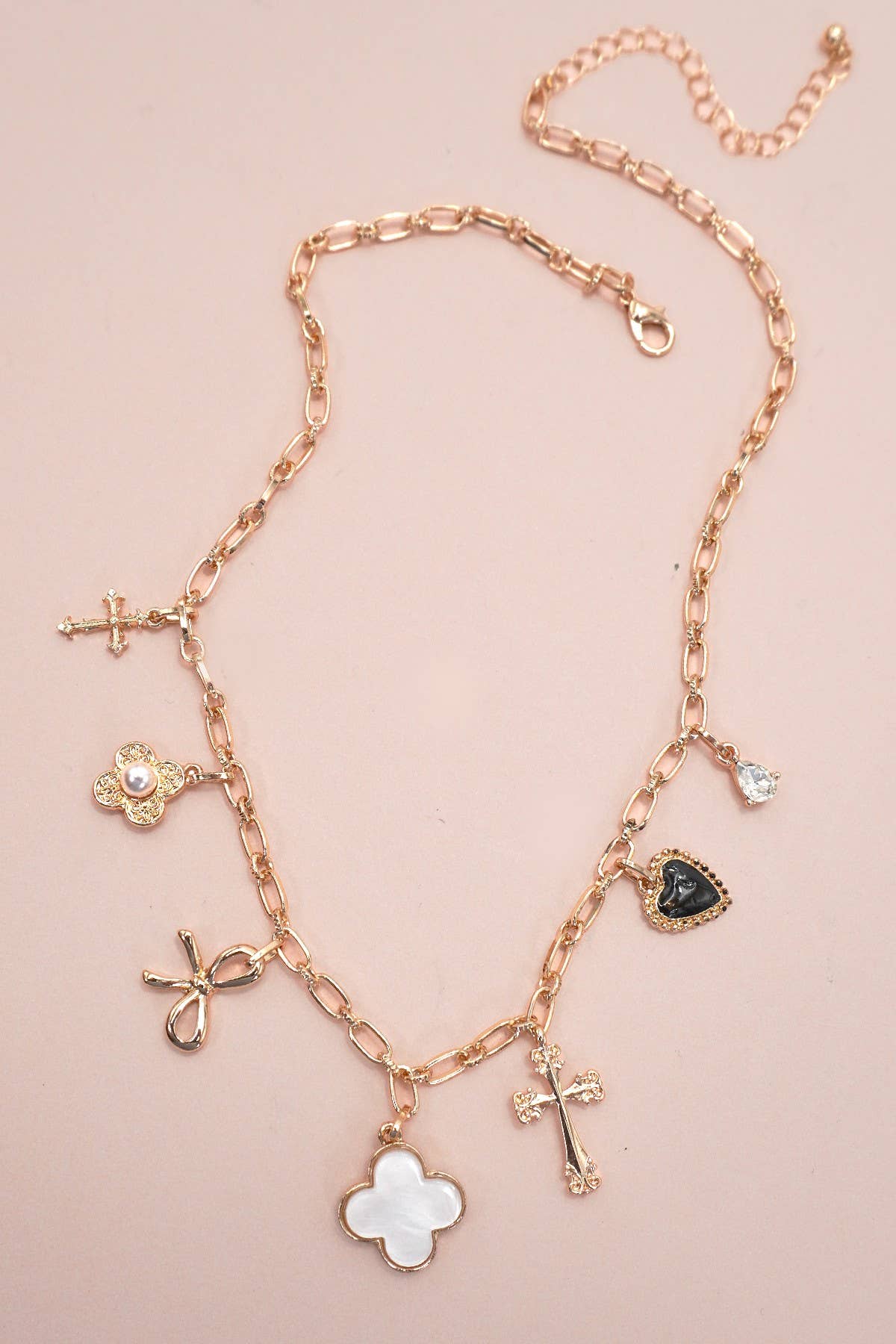 Gold Single Chain Charm Necklace