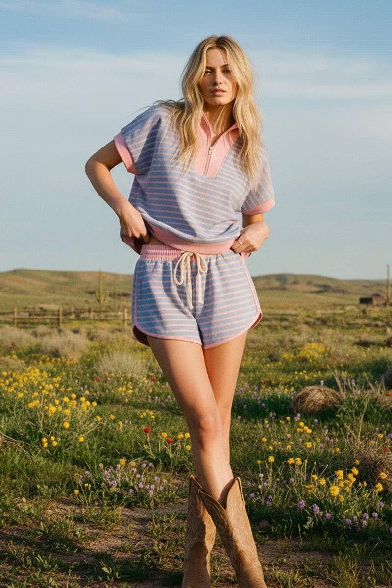 Half Zip Shorts Set