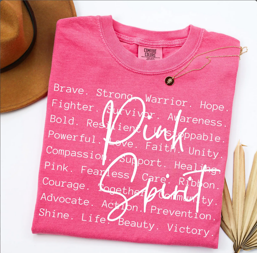 Pink Spirit Breast Cancer Awareness Tee: Neon pink / Small