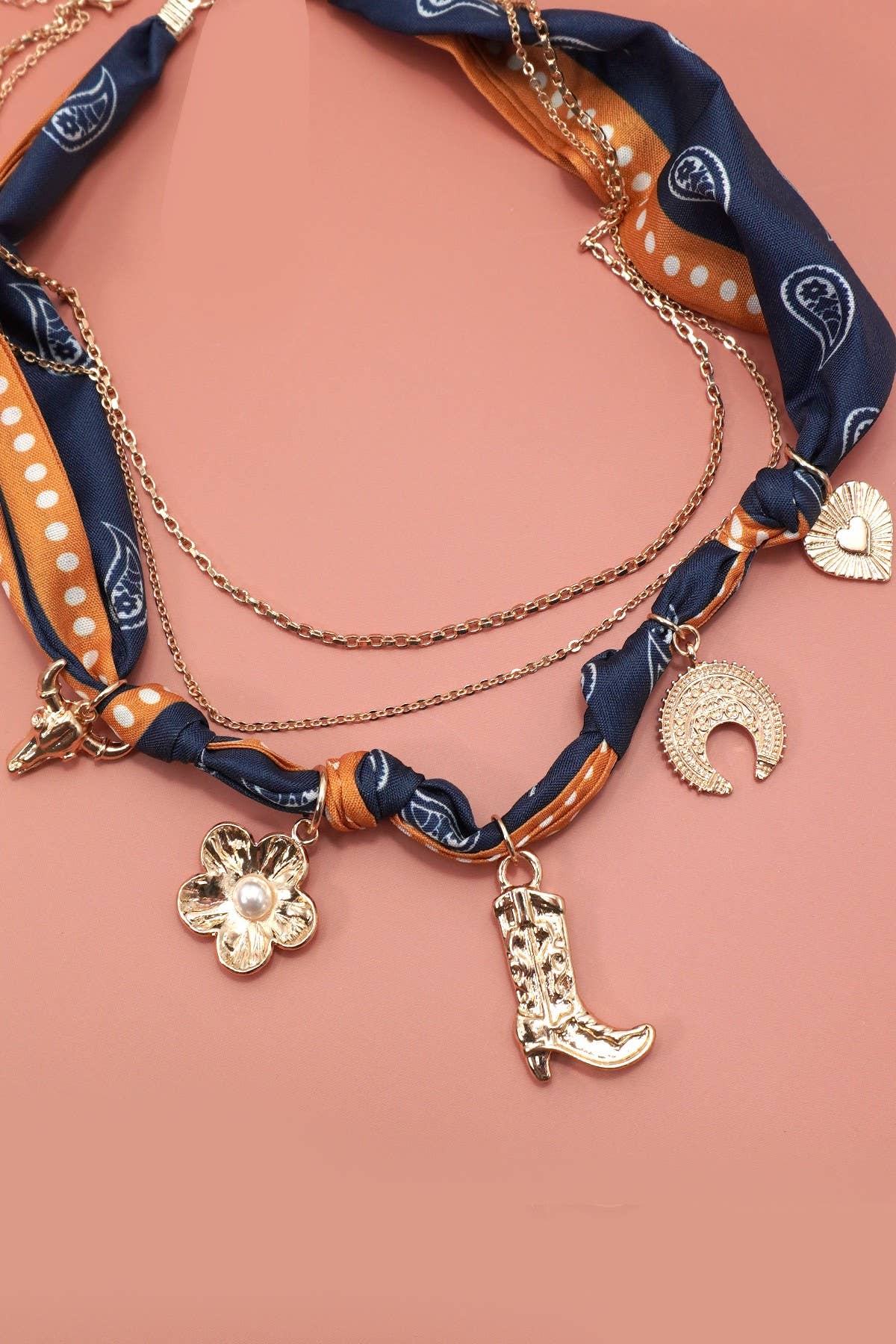 Western Scarf Charm Necklace