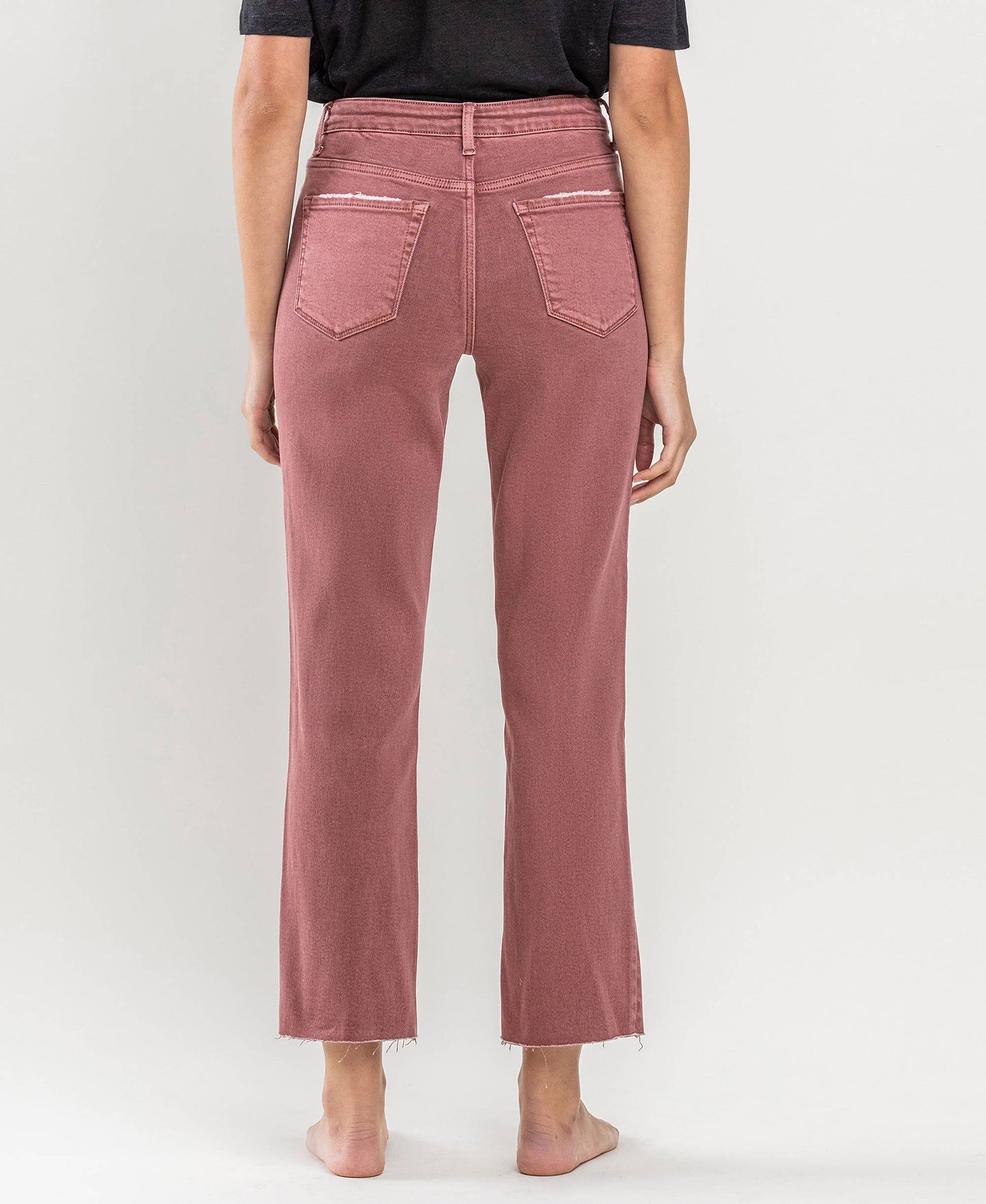Strawberry Wine Tummy Control Crop Straight Jeans