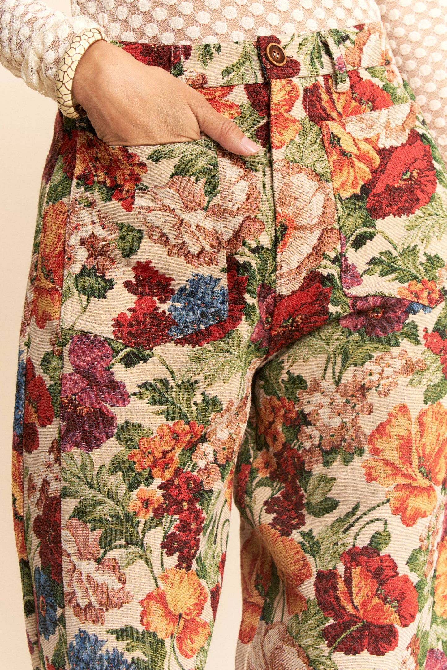 Floral Tapestry Wide Leg Pants