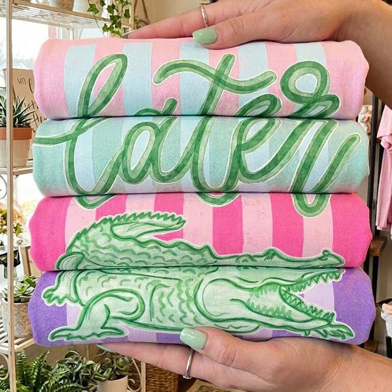 Preppy Later Gator DTF Heat Transfer: Adult / Purple