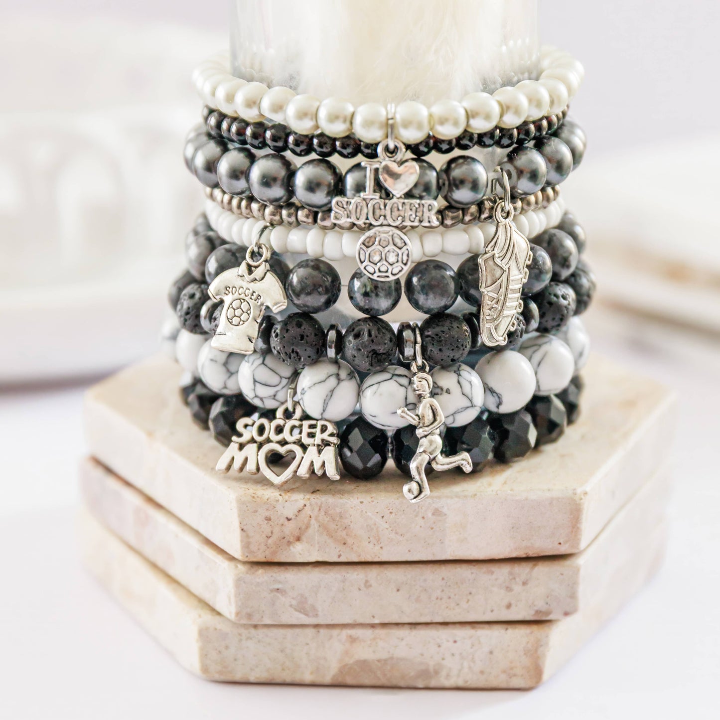 Soccer Mom Handmade Beaded Bracelets Set