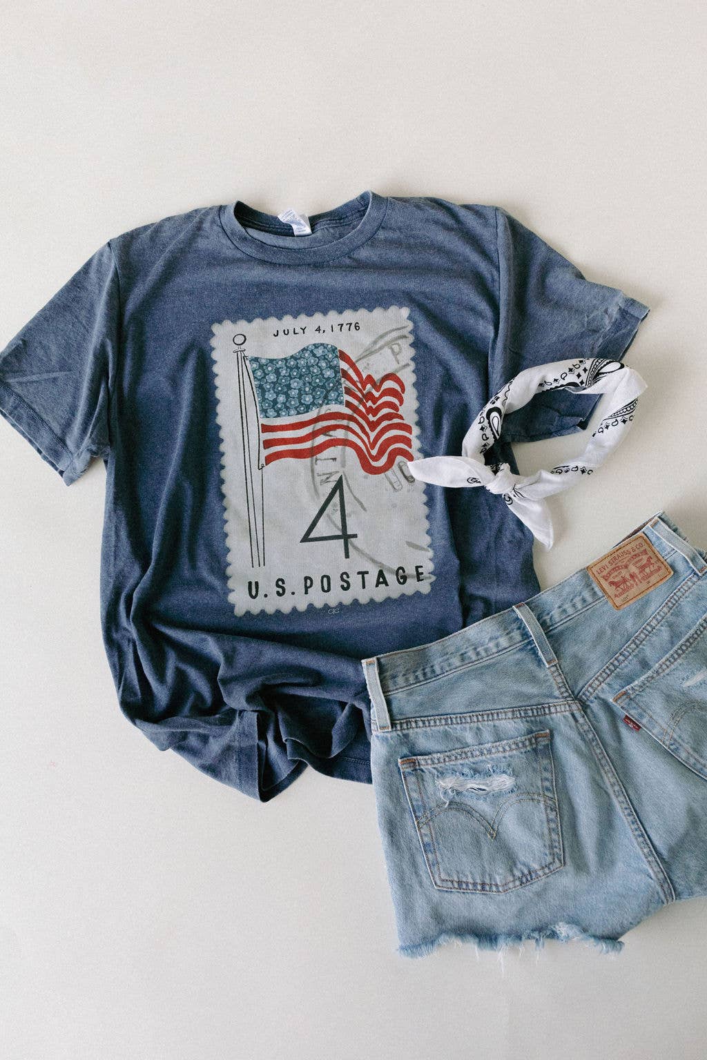 Navy US Stamp Tee