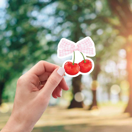 Cherry Bow Vinyl Sticker