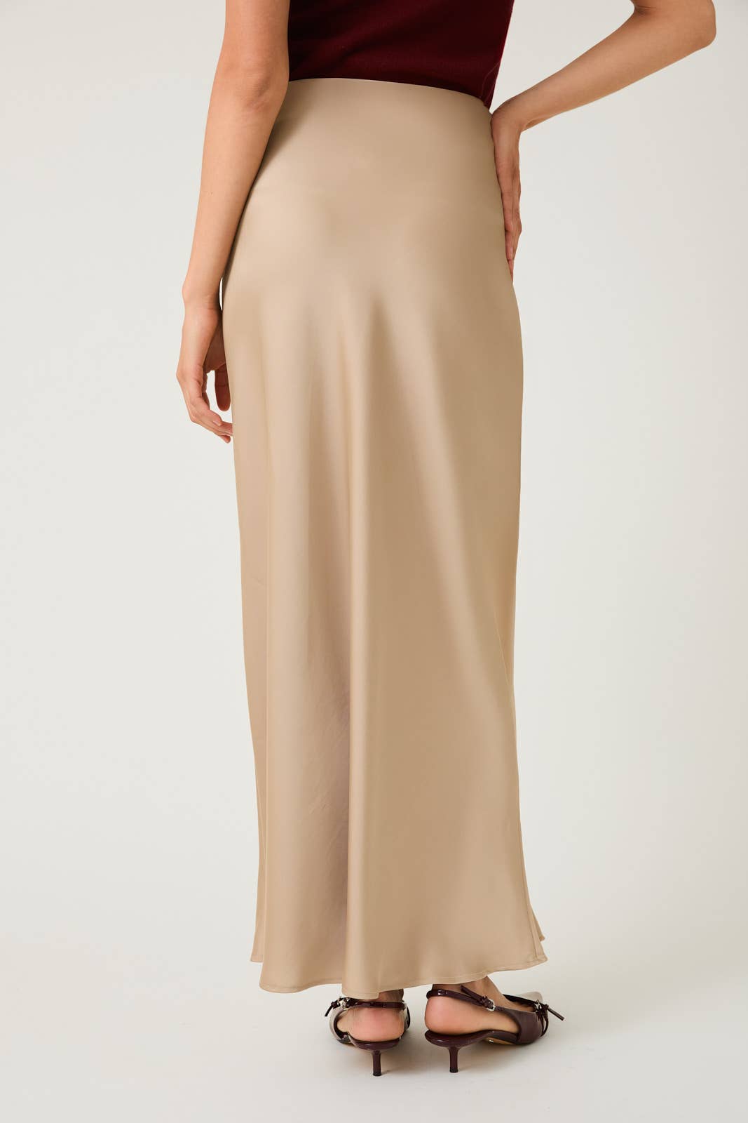 Bias Satin Midi Skirt