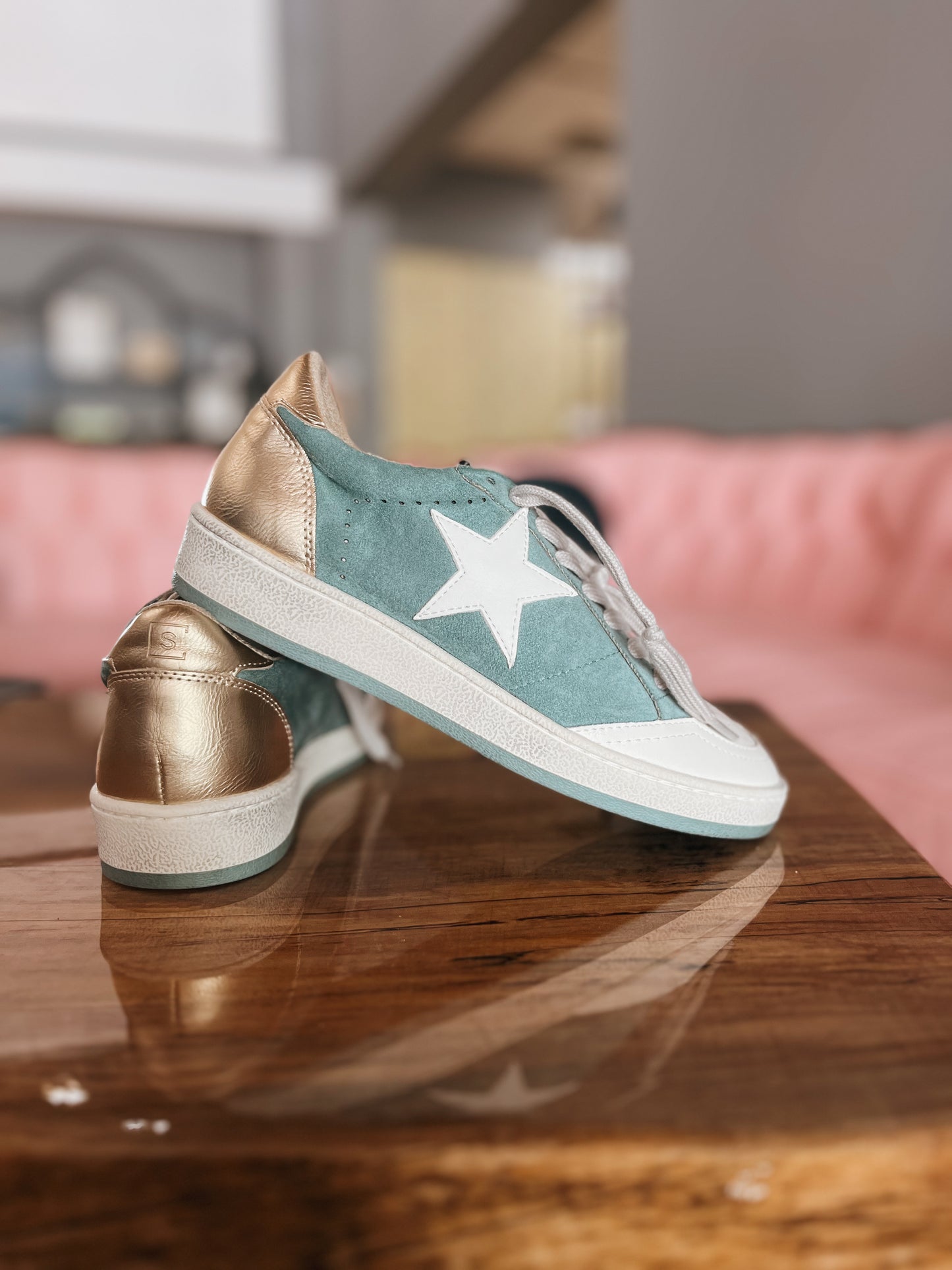 The Paz Sneaker - Aqua Suede