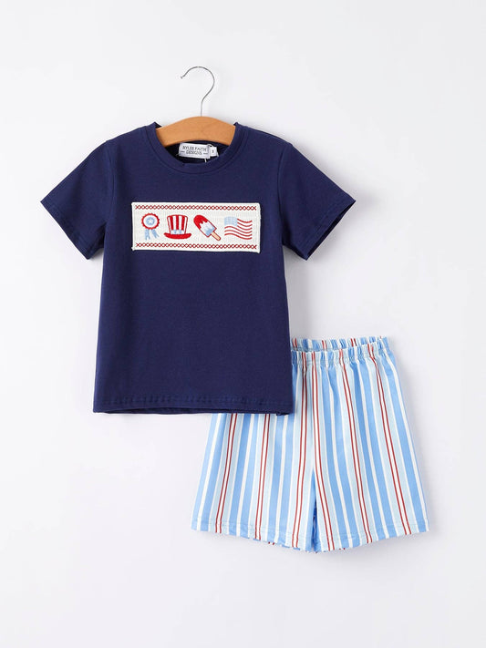 American Ice Cream Smock Embroidery Shorts Set