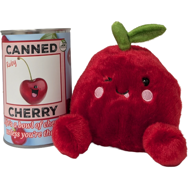 Ruby the Canned Cherry - Eco-Friendly Plush in Can w/Jokes: Foil Lid