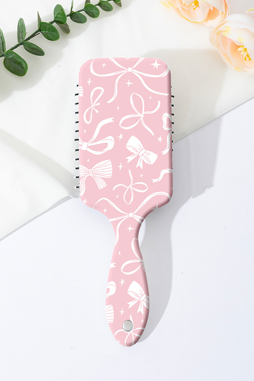 Floral Bow Print Long Handle Air Cushion Comb: BOW / Missy / Standard
