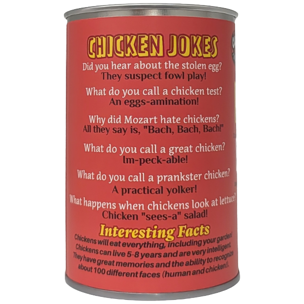Canned Chicken | Farm Animal Plush w/Jokes | Unique Gift: Regular Lid