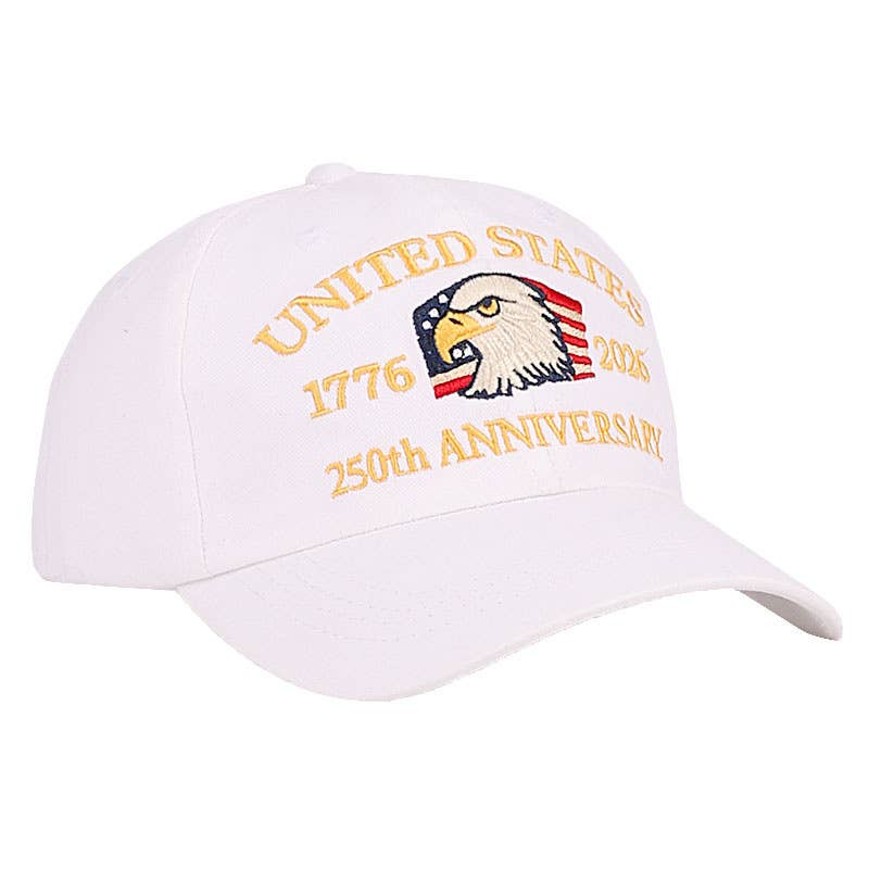 250th Anniversary Flag Eagle Embroidered Baseball Cap: Green / M