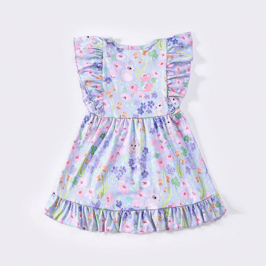 Periwinkle Bunny Garden Girls Dress Easter
