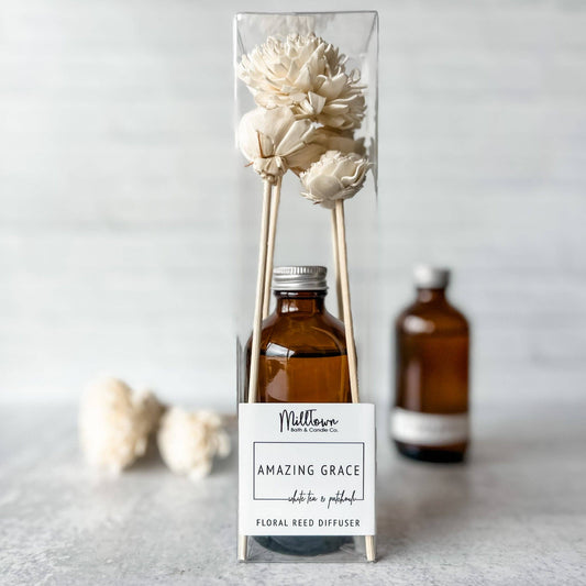 Amazing Grace Floral Reed Diffuser | Long-Lasting Scent | Clean & Flameless Fragrance