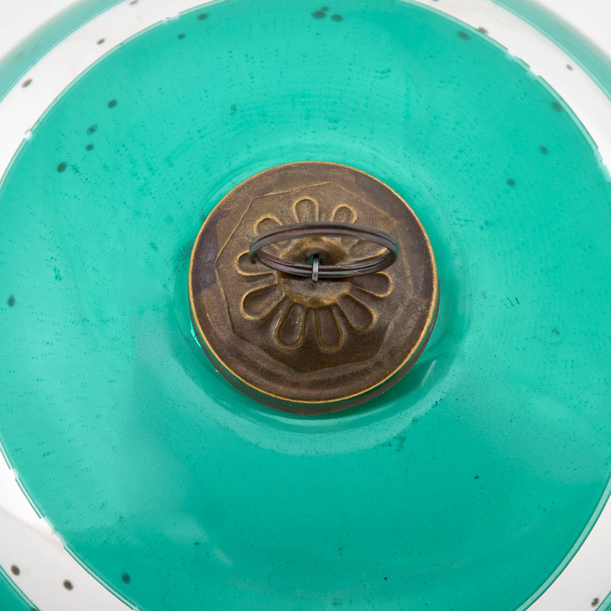 Glass Teal Striped Ornament