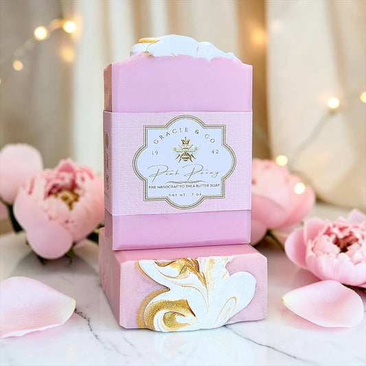 Pink Peony Shea Butter Soap - Romantic Floral Luxury Bar