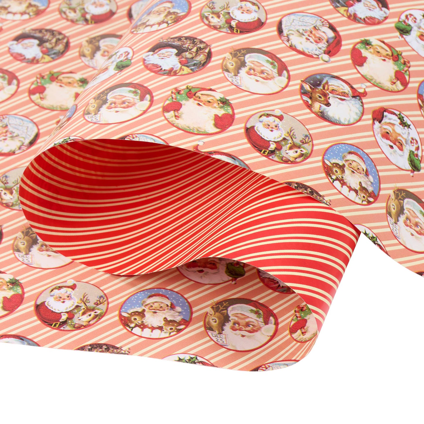 Retro Santa Faces Gift Wrap