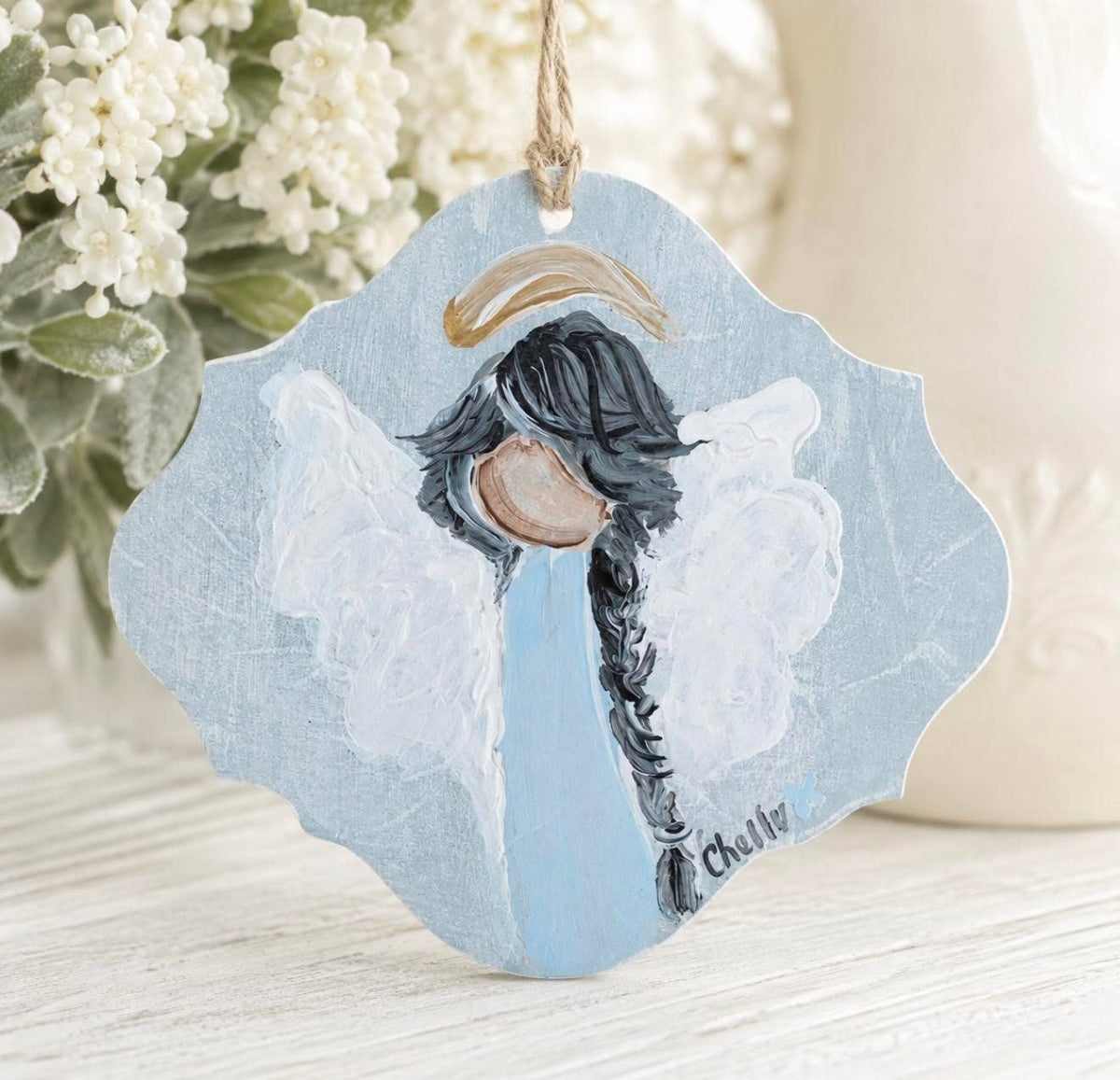Christmas Ornament: Black Haired Angel