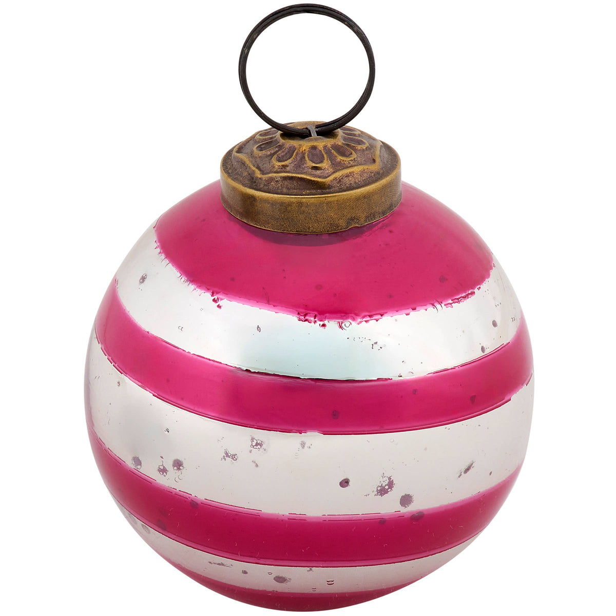 Glass Pink Striped Ornament