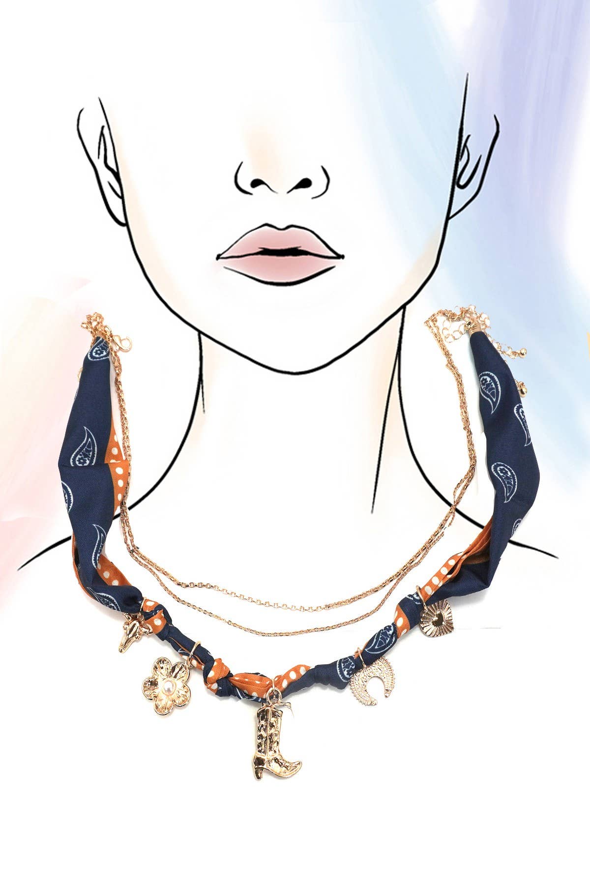 Western Scarf Charm Necklace