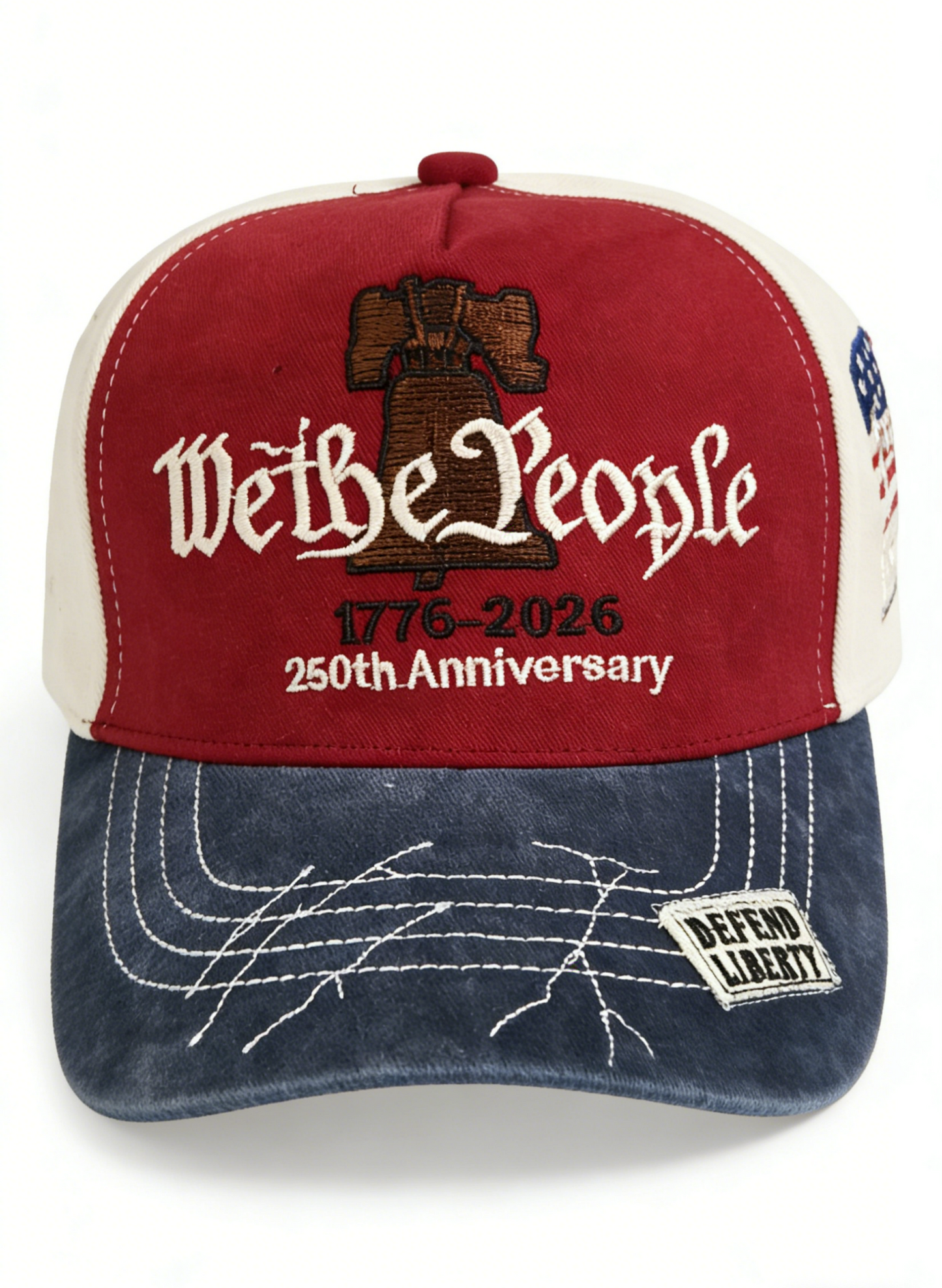 250th Anniv DD-214 Liberty Bell Embroidered Baseball Cap: Khaki / M