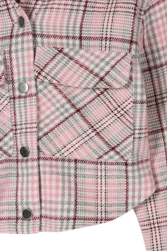 Pink Plaid Crop Jacket