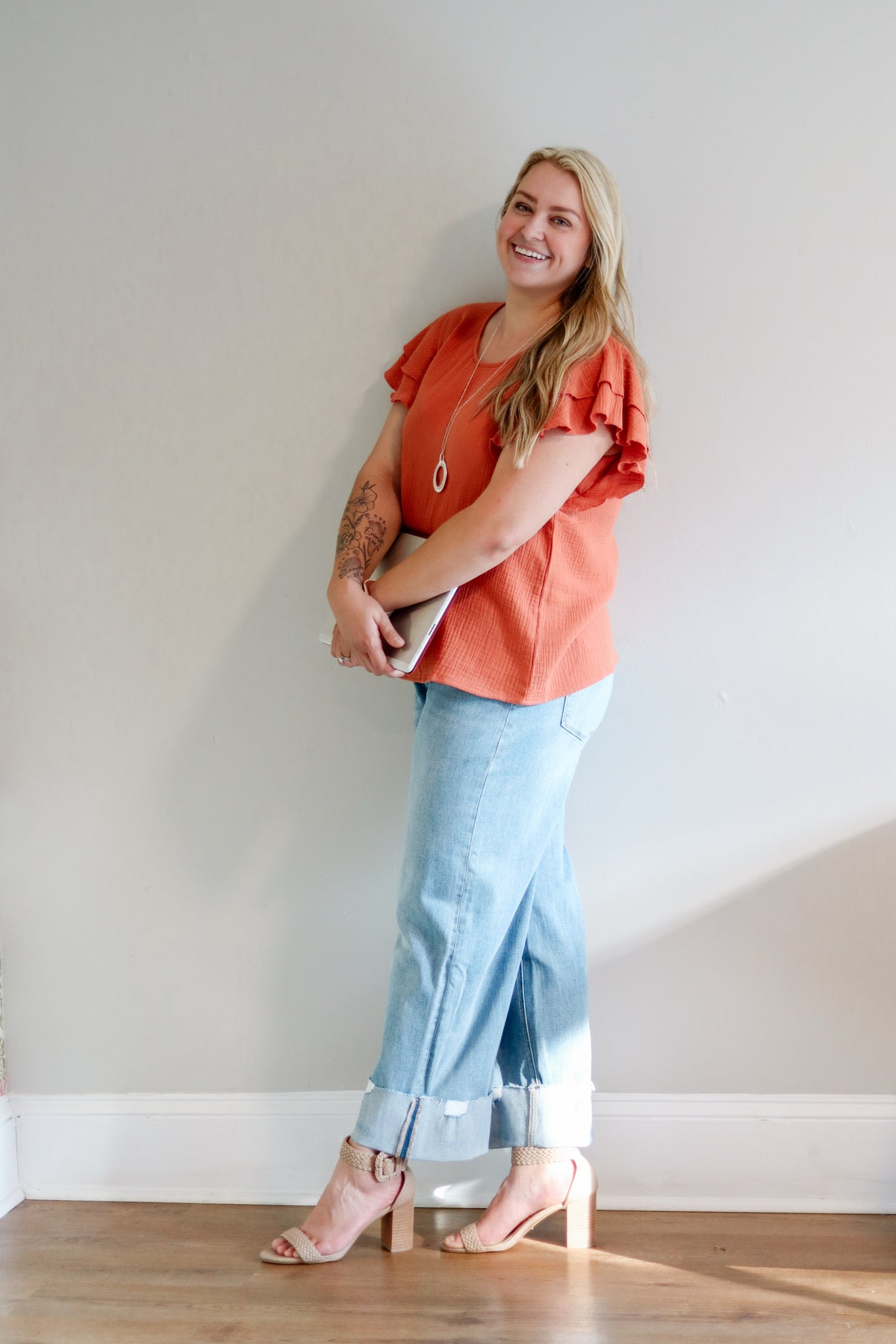 Rust Cotton Gauze Linen Top