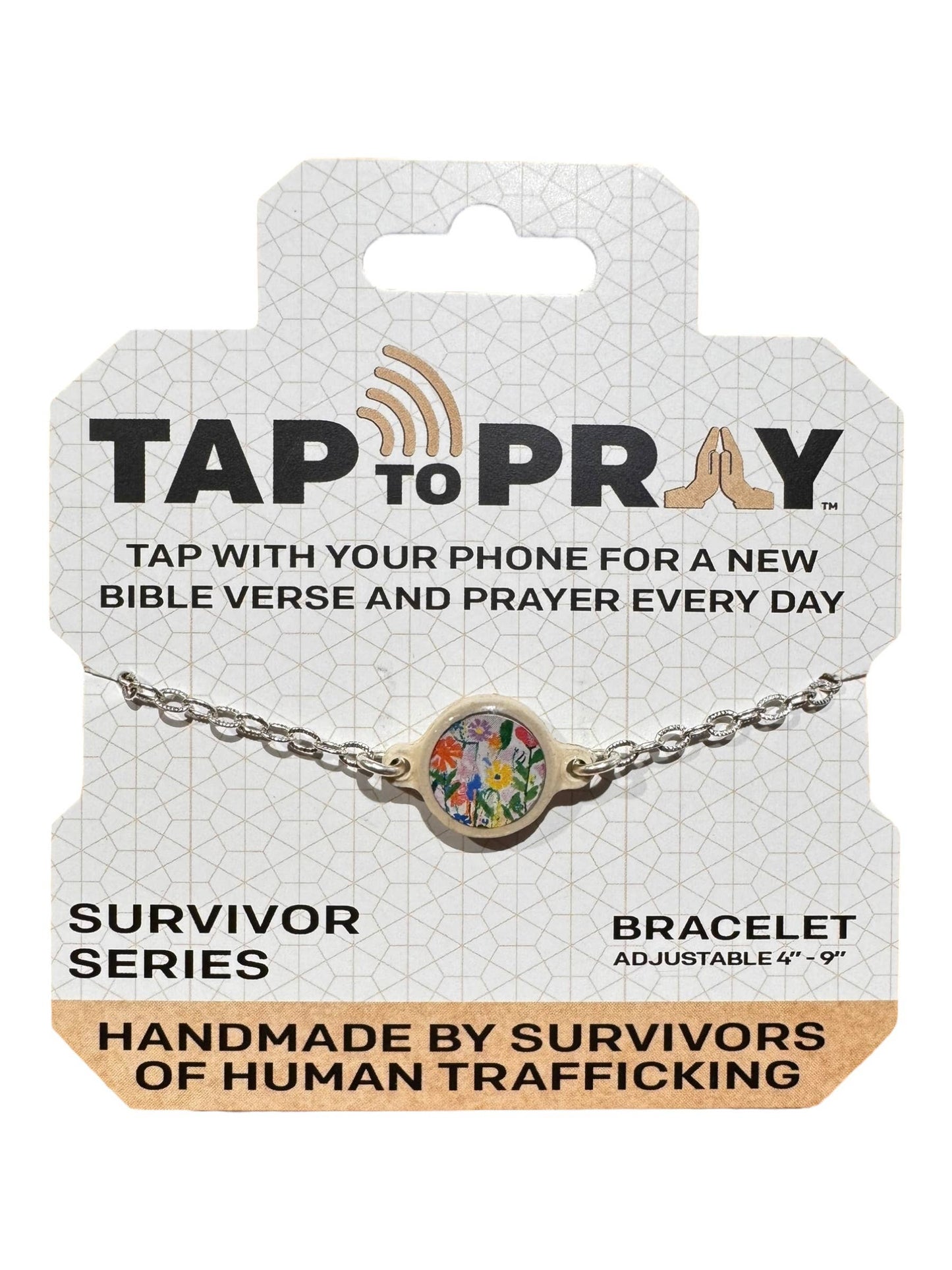 Tap To Pray™ - Survivor Series Handmade Bracelets: Amethyst + Cross