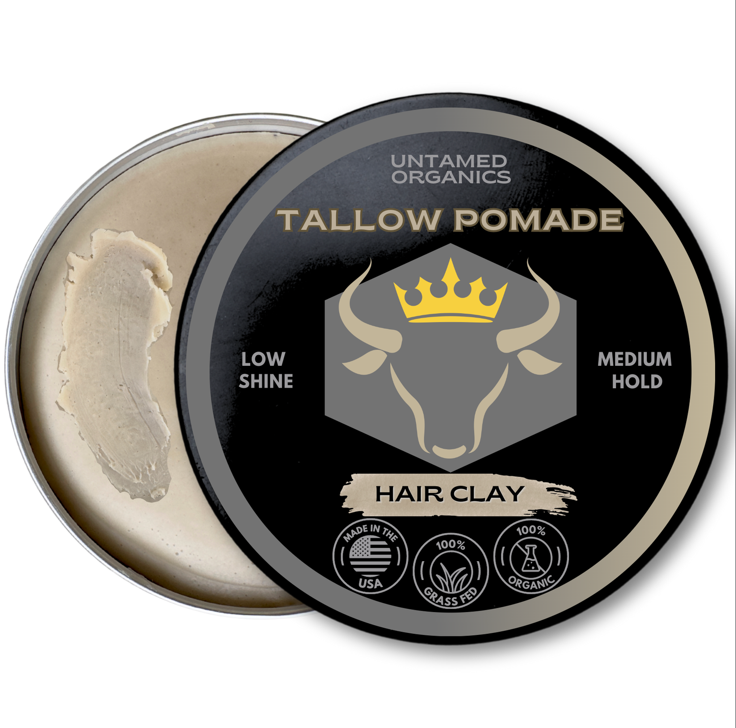 Gras-Fed Tallow Hair Clay Pomade | 2 oz Metal Can