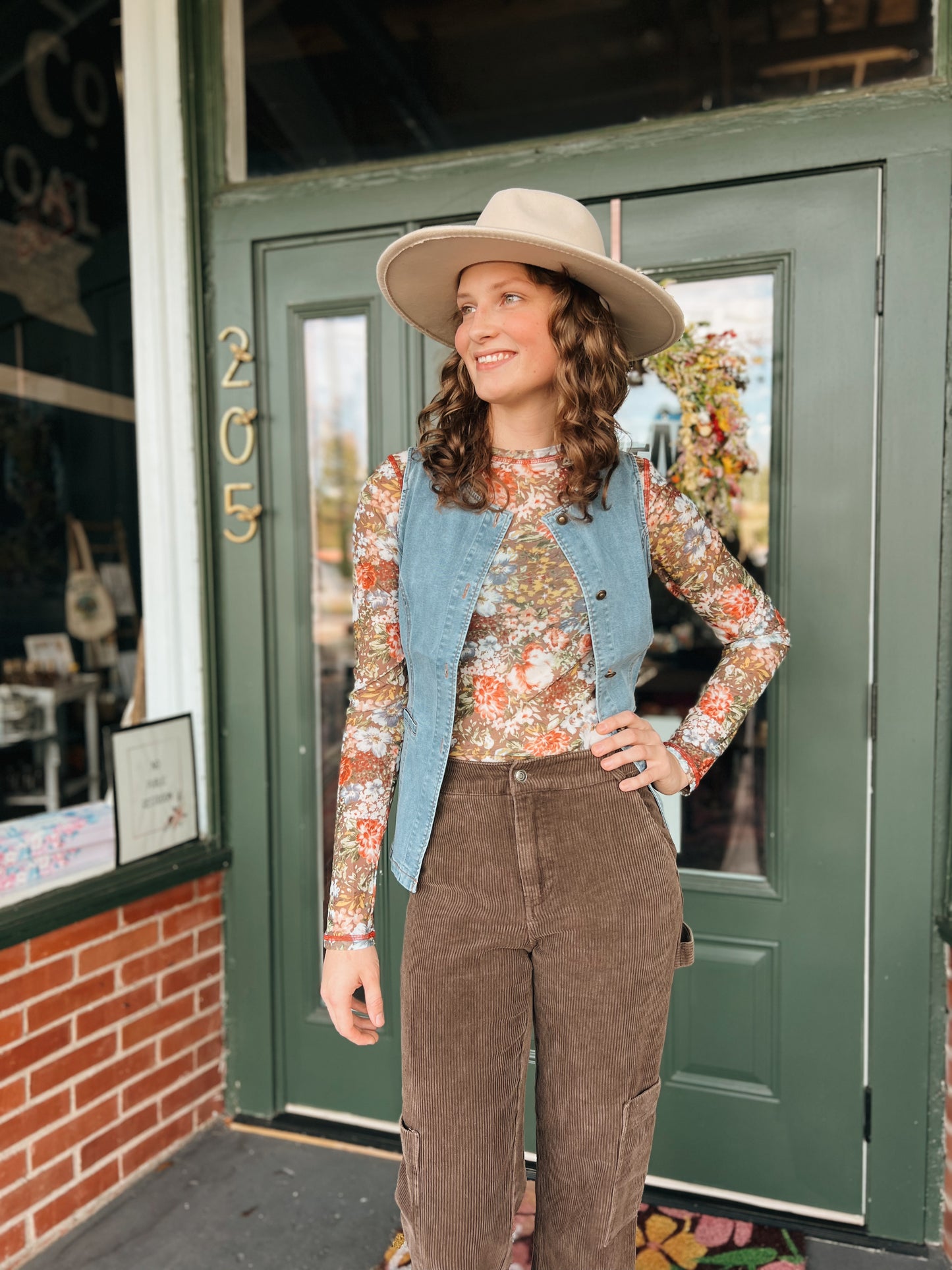 Hazelnut Crew Neck Long Sleeve Mesh Layering Top