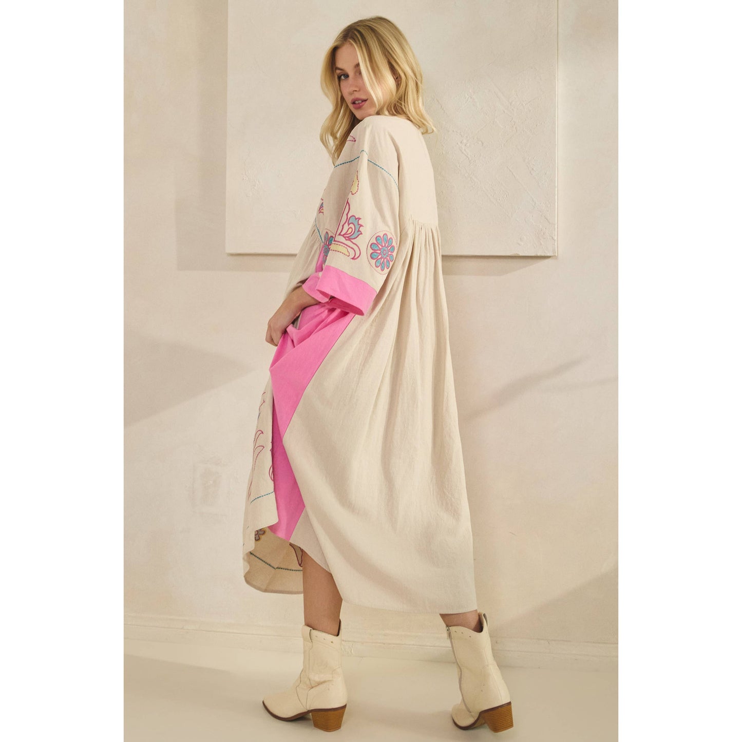 Vintage Embroidery Patch Maxi Dress