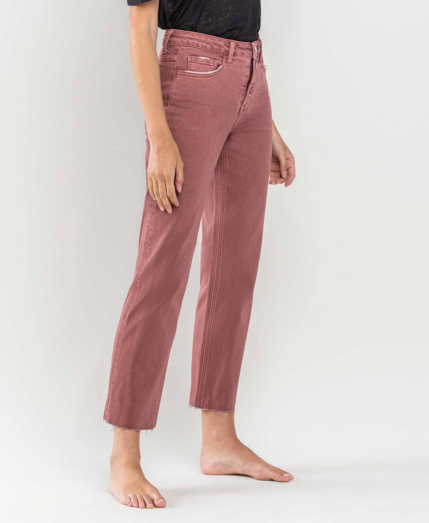 Strawberry Wine Tummy Control Crop Straight Jeans