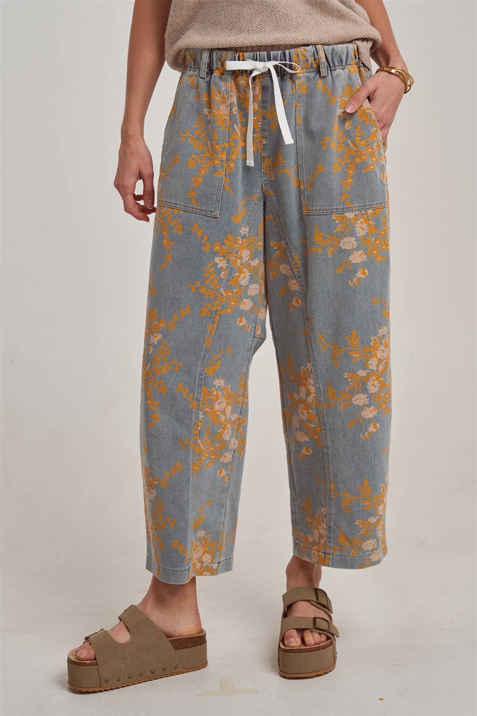 Mid Rise Relaxed Casual Fit Floral Denim