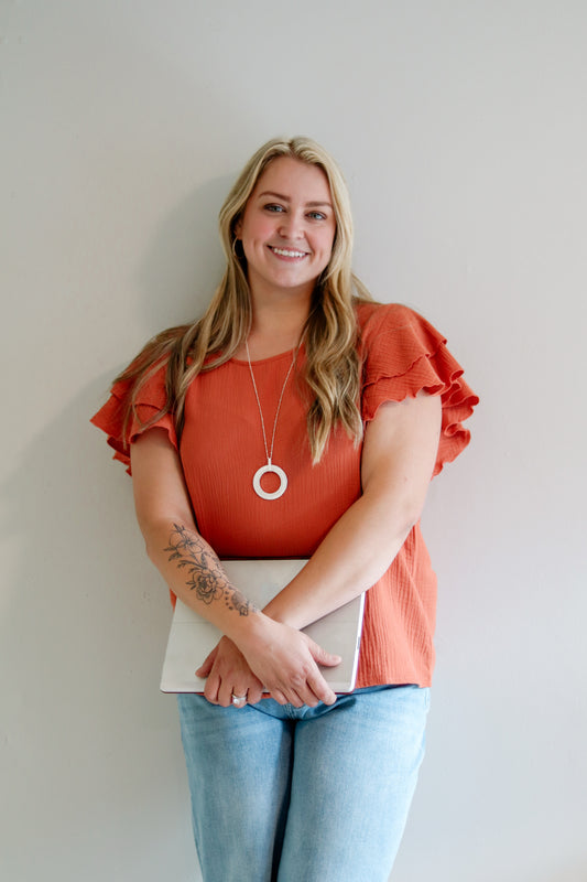 Rust Cotton Gauze Linen Top