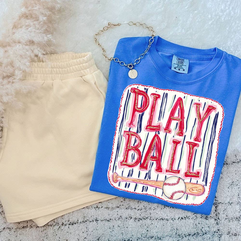 Play Ball Striped Baseball DTF Heat Transfer: Youth