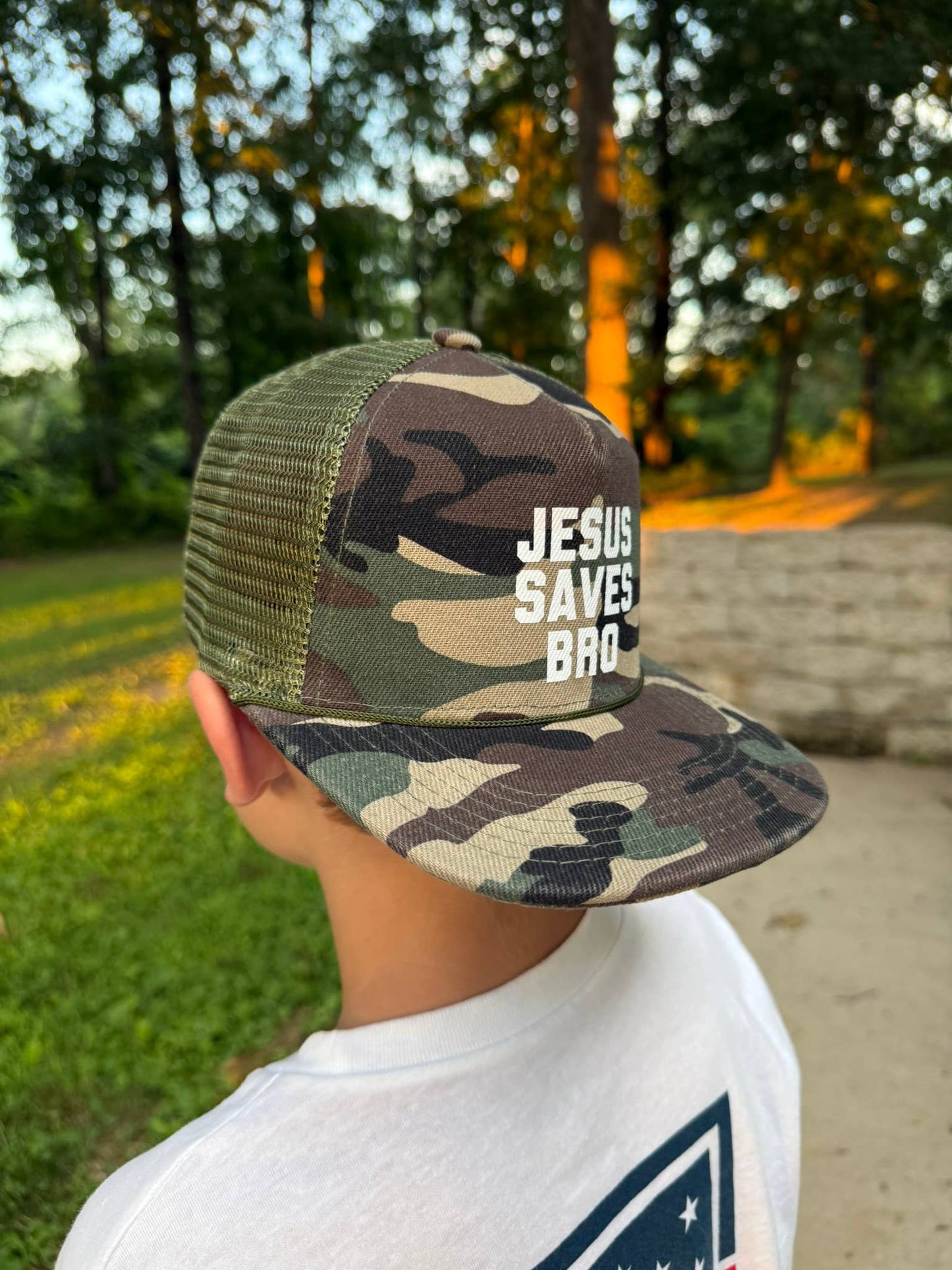 Youth Jesus Saves Bro Camo Hat
