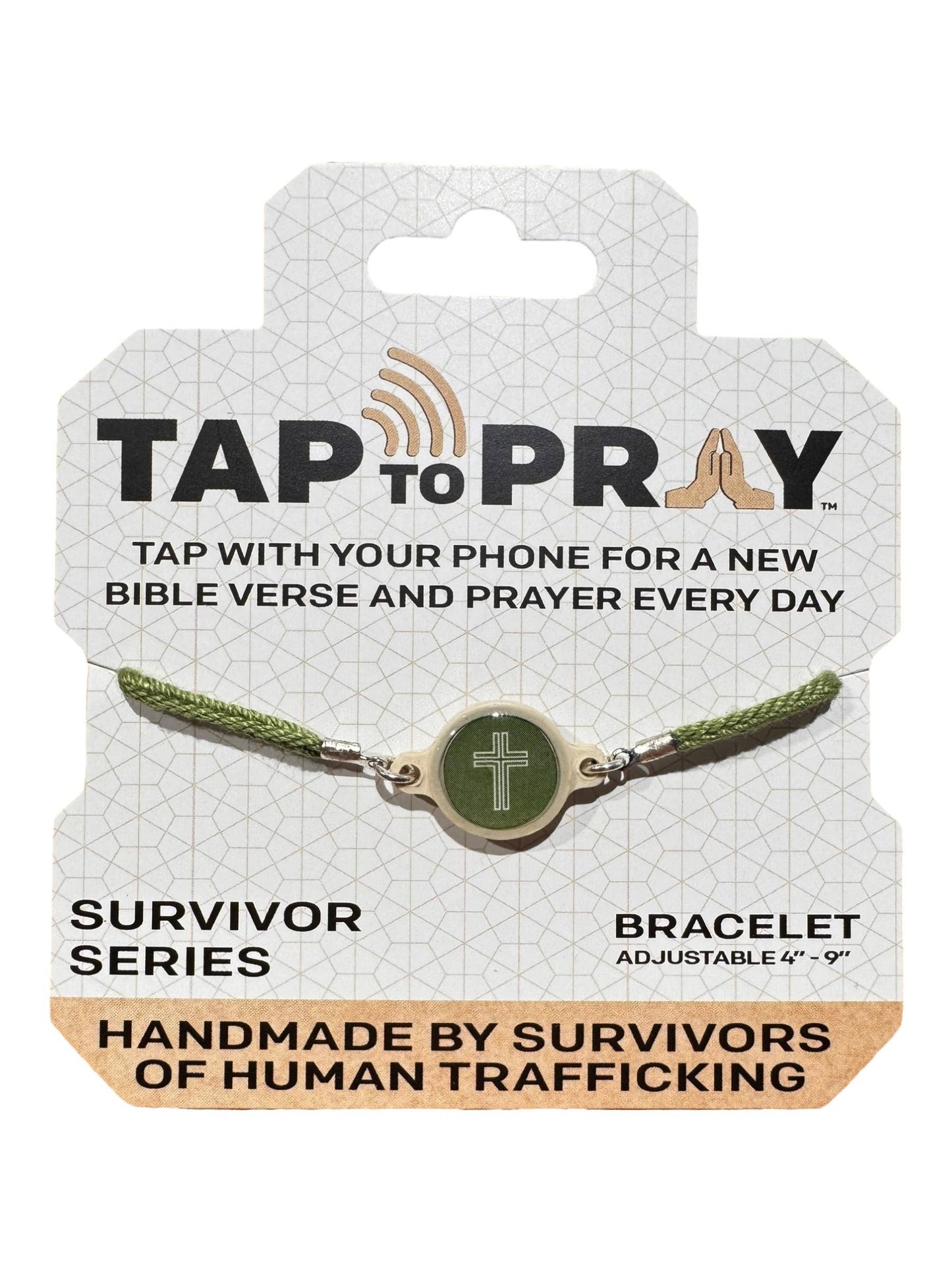 Tap To Pray™ - Survivor Series Handmade Bracelets: Amethyst + Cross