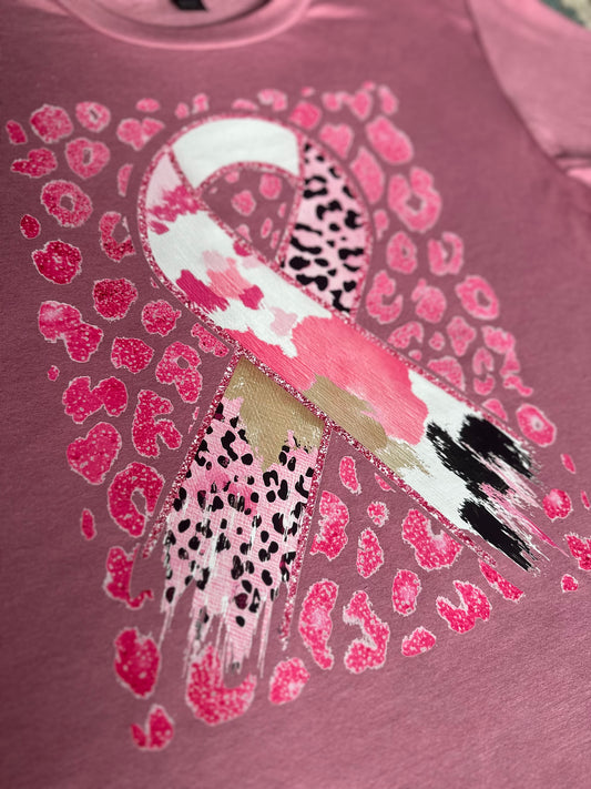 Leopard Breast Cancer Awareness Tee