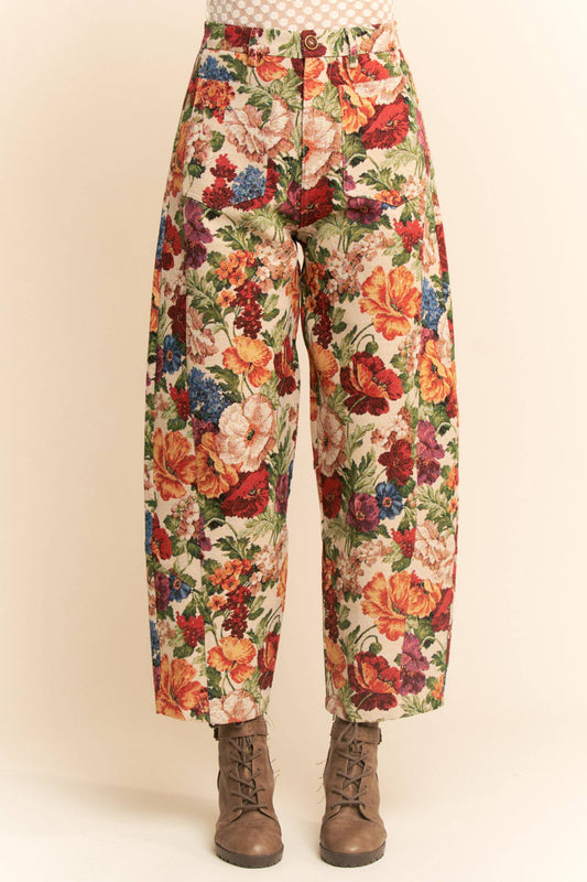 Floral Tapestry Wide Leg Pants