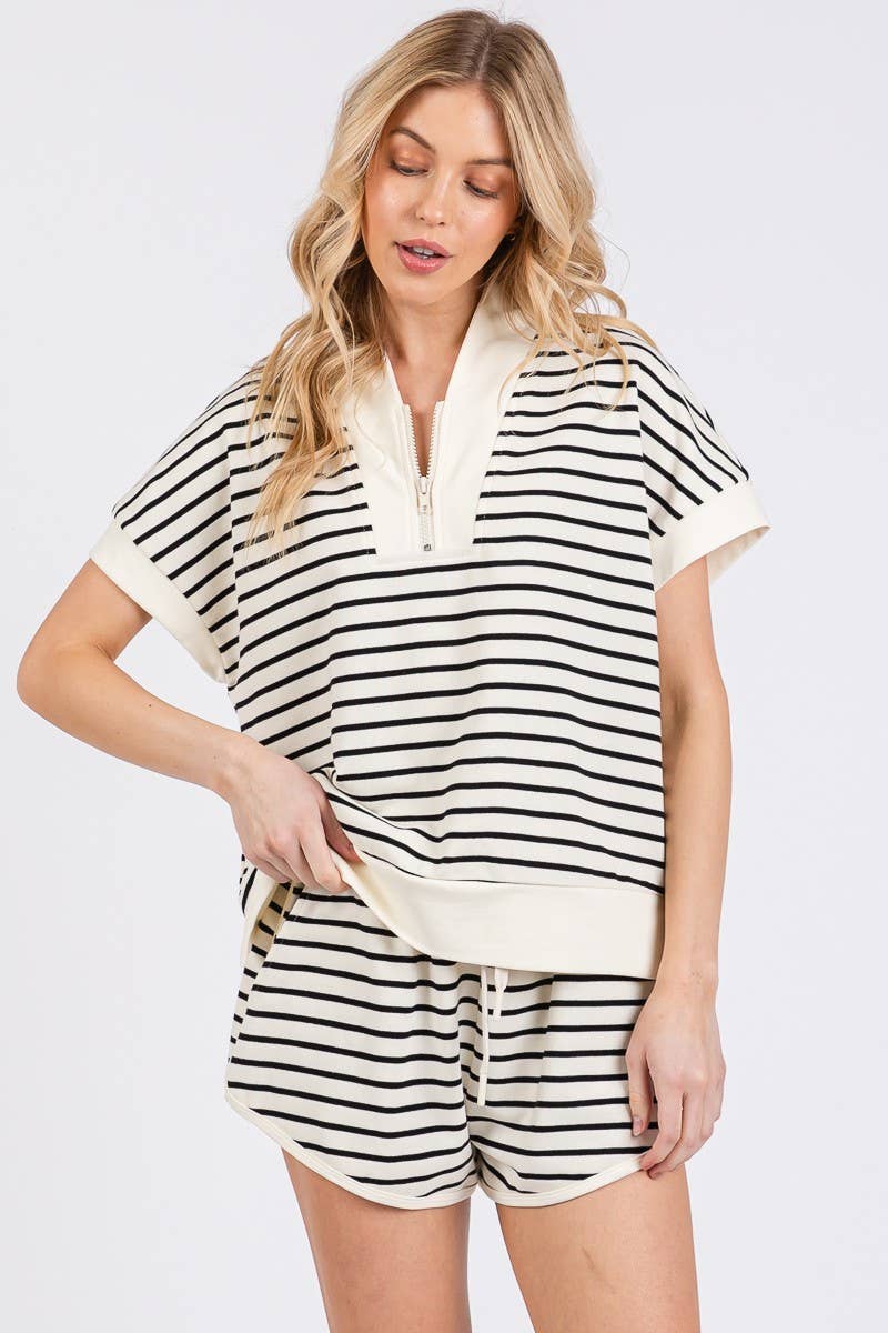 Half Zip Shorts Set