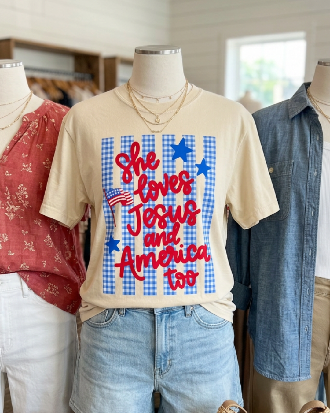 She Love Jesus and America Too Tee