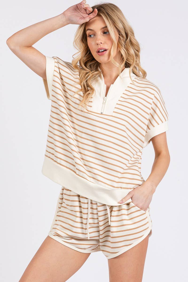 Half Zip Shorts Set