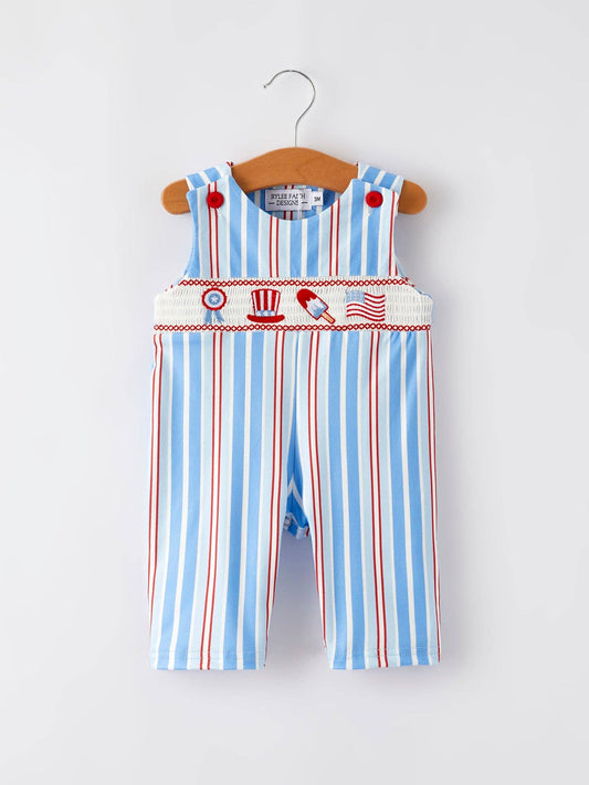 Ice Cream Striped Smocked Baby Boy Romper
