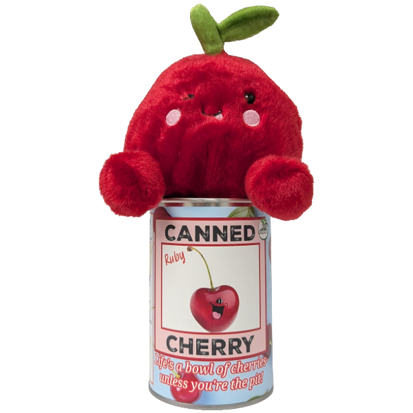 Ruby the Canned Cherry - Eco-Friendly Plush in Can w/Jokes: Foil Lid